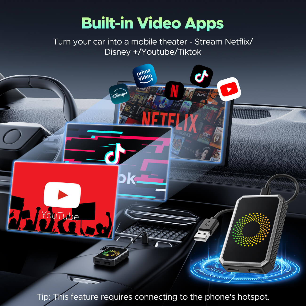 Lamtto RC23 3-in-1 Magic Video Carplay Box for Streaming Netflix/YouTube/TikTok