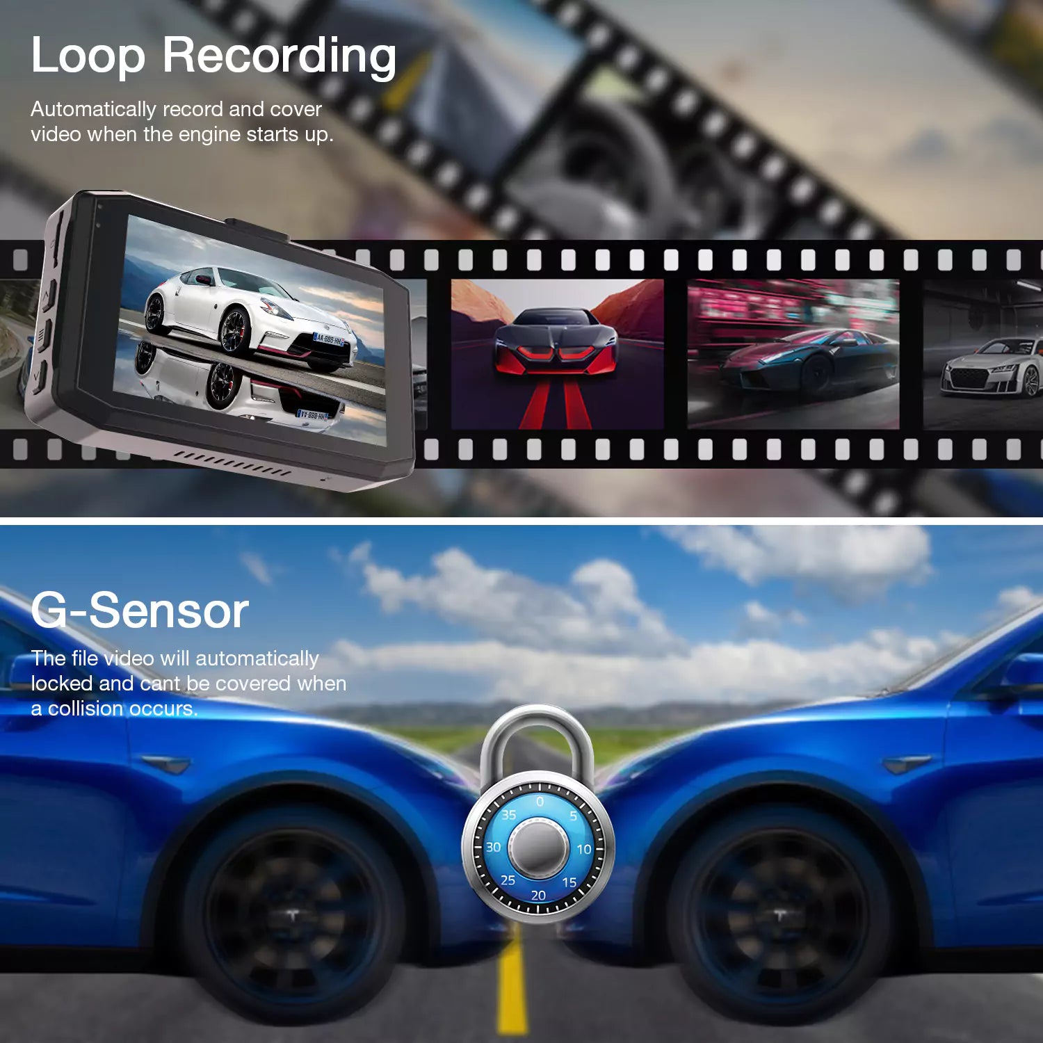 1080P Full HD Front And Back Dash Camera | Lamtto