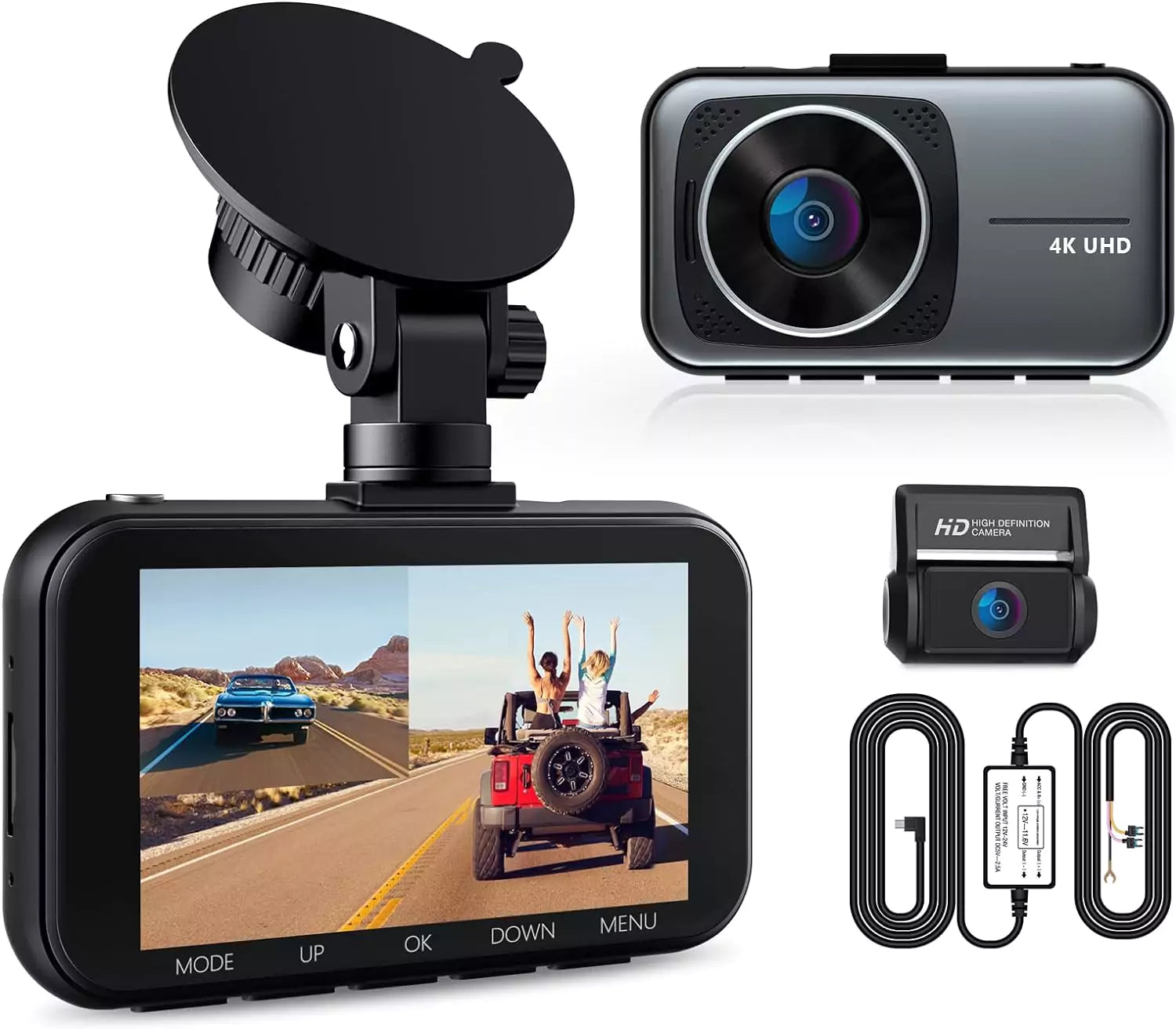 4K Front and 1080P Rear Dash Camera