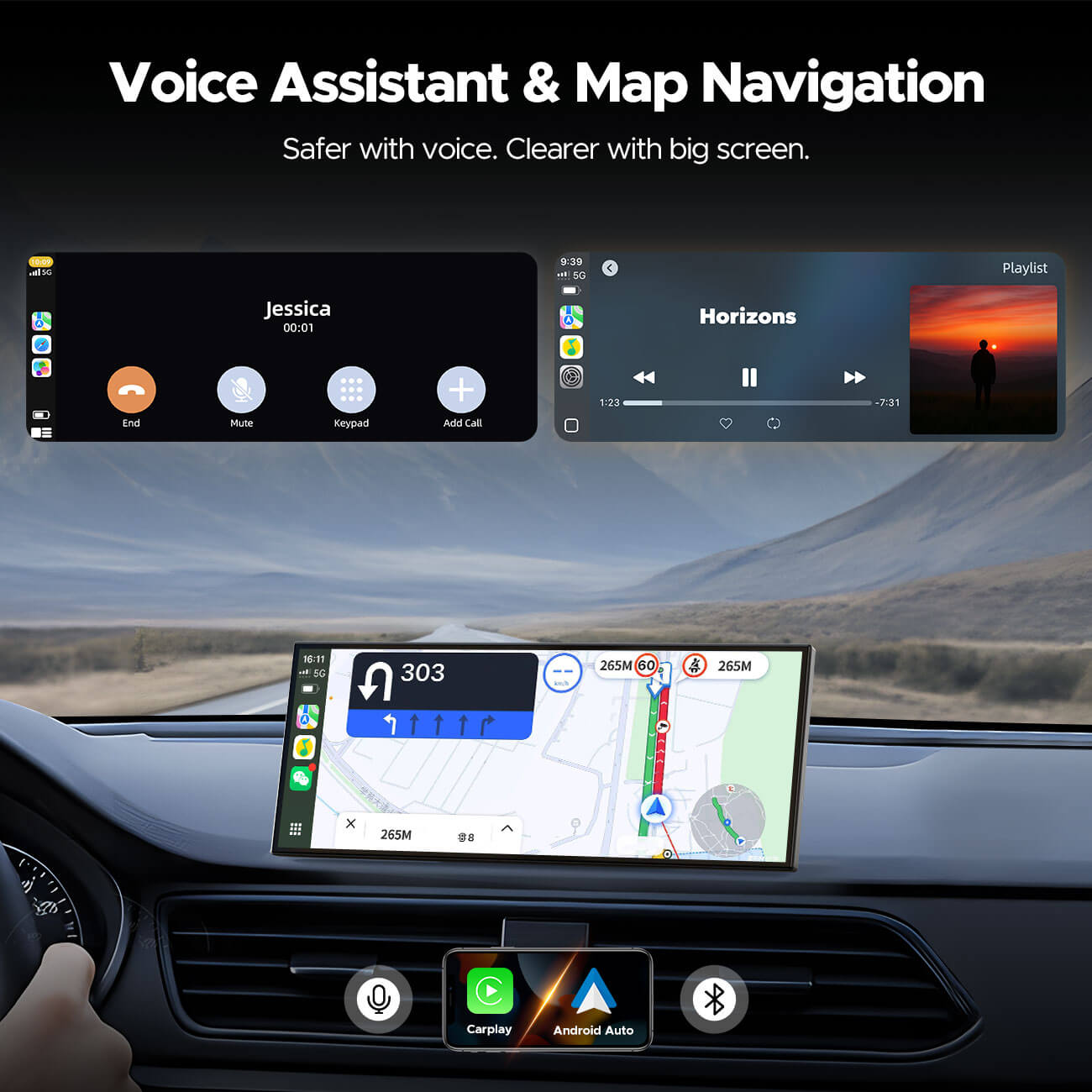 RC29 10.25'' Carplay Video Screen for car Built-in YouTube/Netflix with Rear Camera