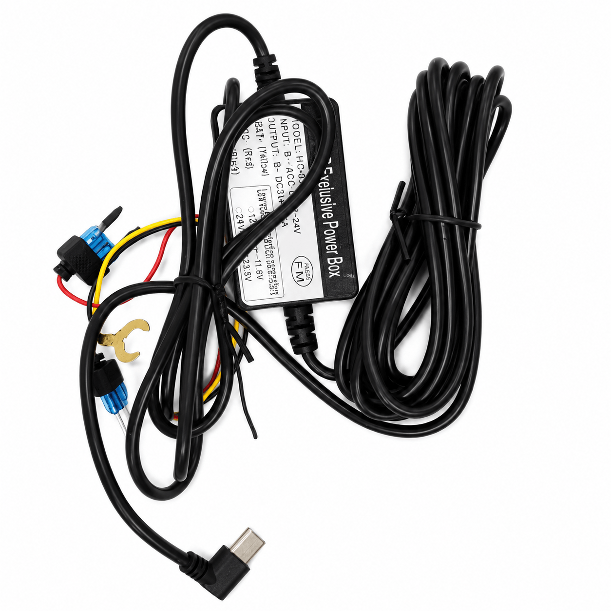 LAMTTO BC704 Type-C ACC Hardwire Cable with Built-in FM Antenna (12V-24V to 5V/3A)