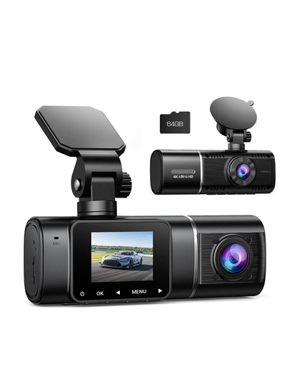 Lamtto  DC17 4K Front and Inside Dash Cam for Cars with 64GB SD Card