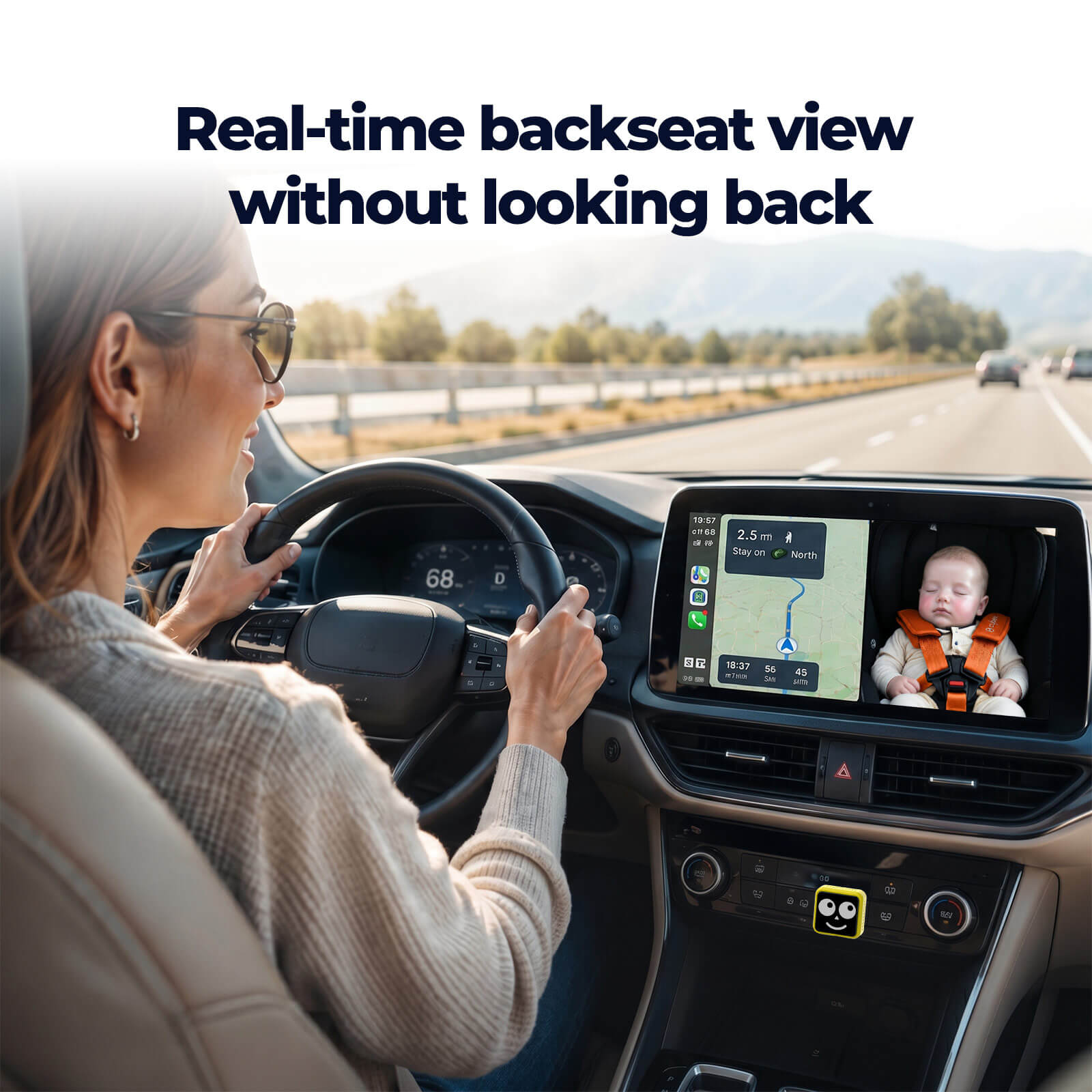 LAMTTO RC38 Baby Monitor Camera for Cars with Wireless CarPlay Adapter