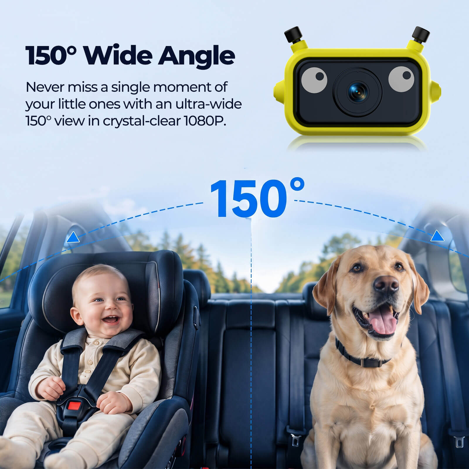 LAMTTO RC38 Baby Monitor Camera for Cars with Wireless CarPlay Adapter