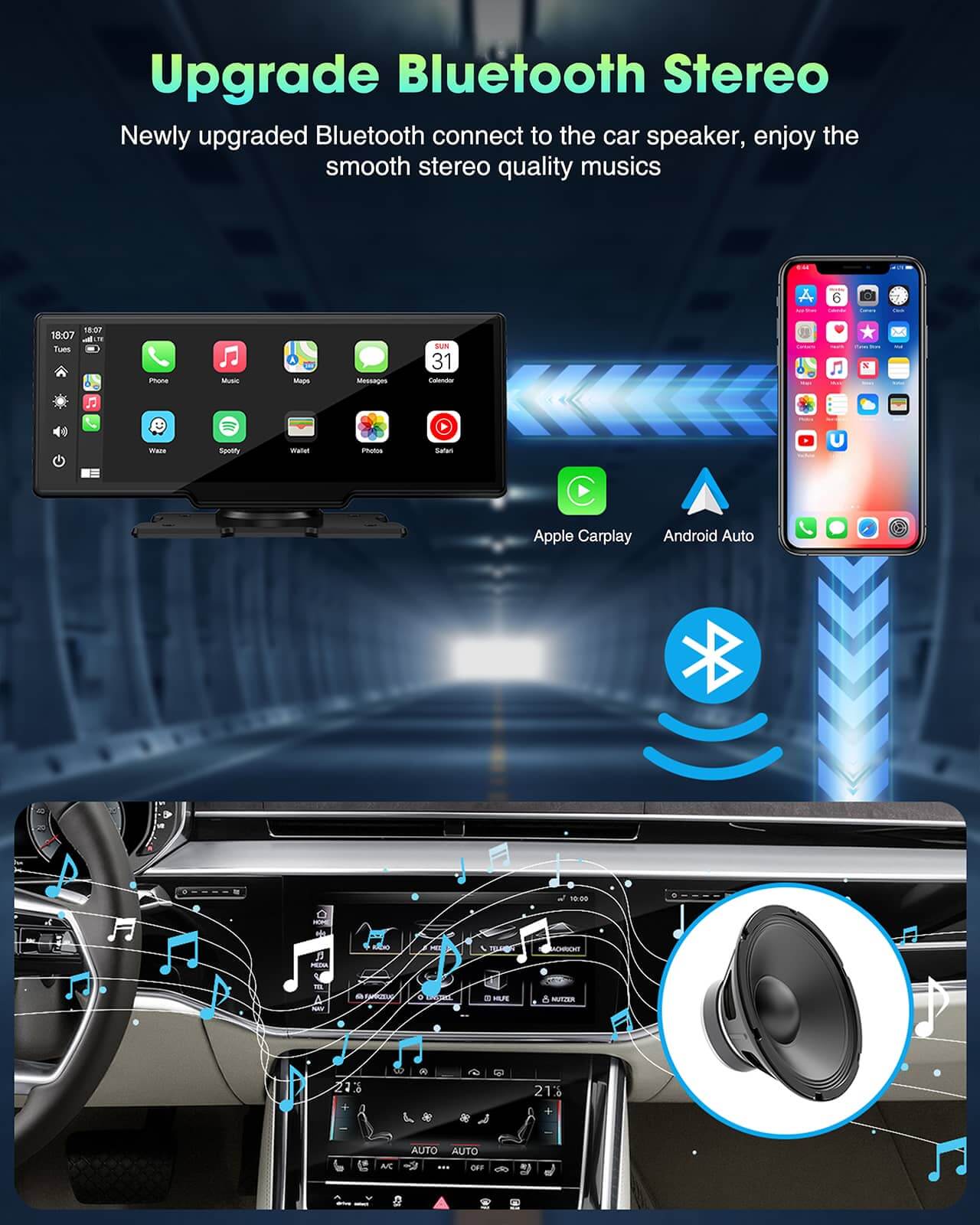 Lamtto RC06 9.26“ Wireless Car Stereo Carplay & Android Auto With Dual Cameras