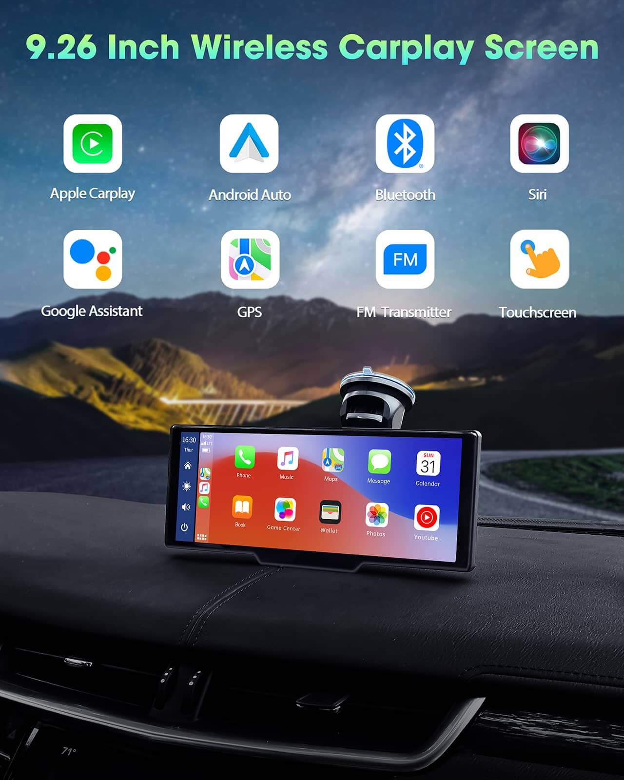 Lamtto RC06 9.26“ Wireless Car Stereo Carplay & Android Auto With Dual Cameras