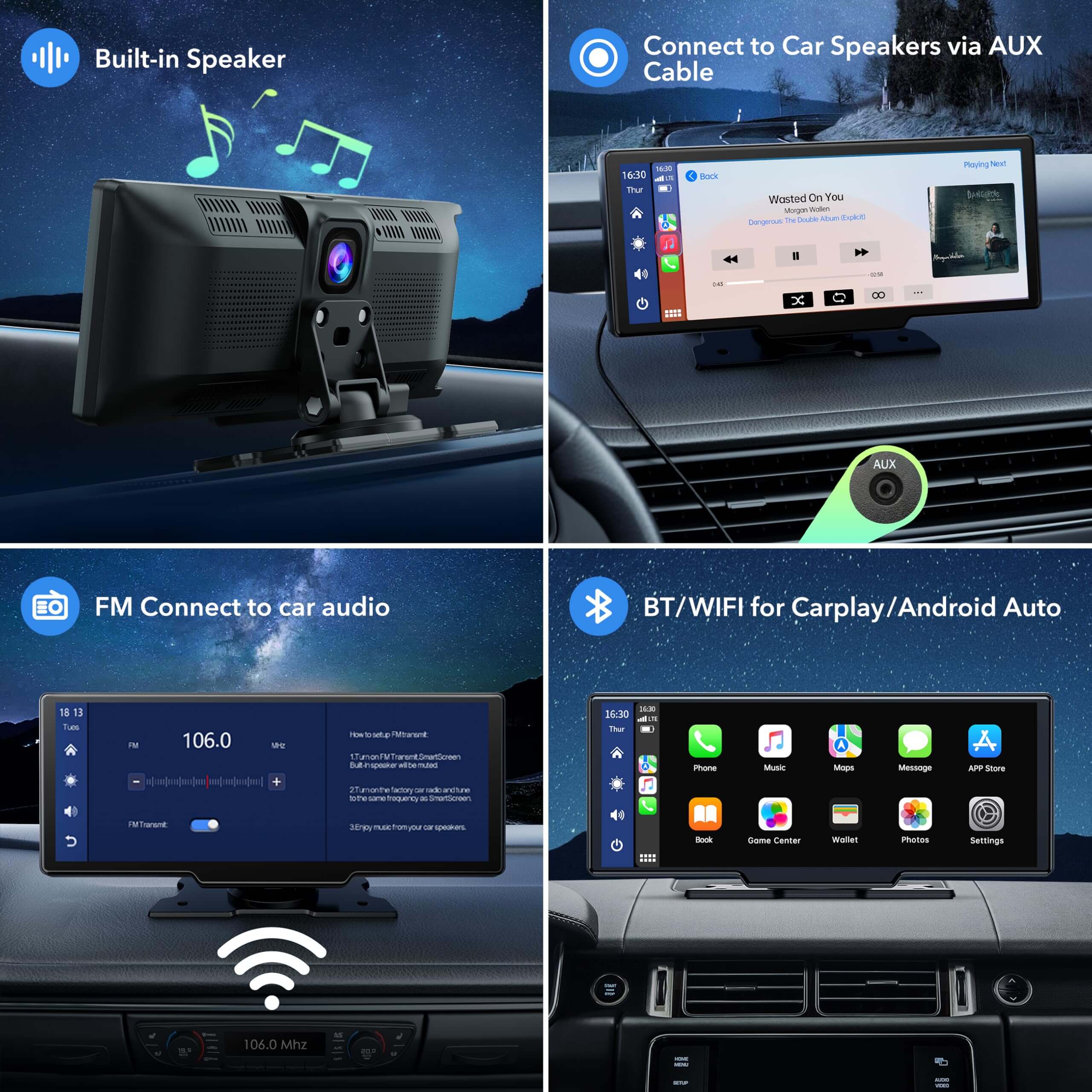 LAMTTO Autoradio 9 Pollici Con Wireless Carplay E Android Auto - Display Touch, Inclusa Telecamera Posteriore