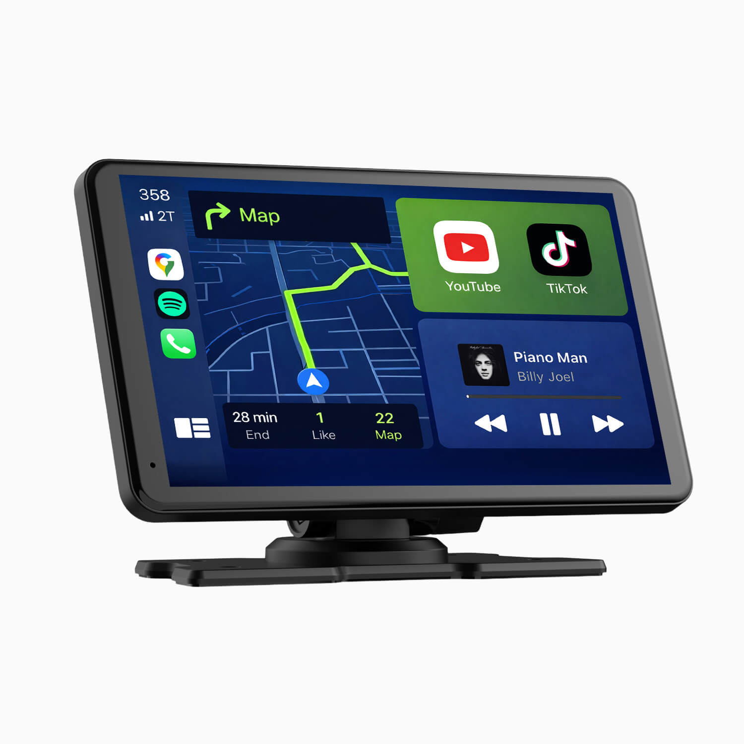 LAMTTO RC08 7" Car Dashboard with Apple Carplay & Android Auto with 1080P Rear Cam