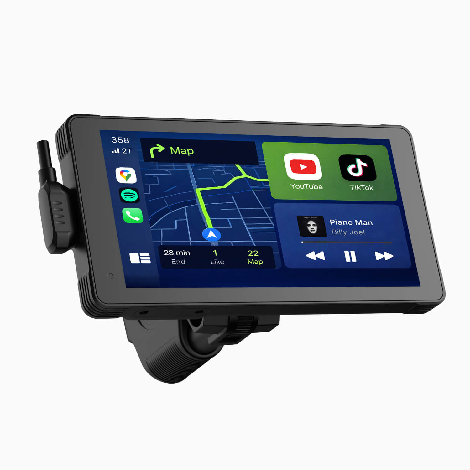 LAMTTO RC12 5.5” DVR Motorcycle Stereo Wireless Car Radio Carplay Touchscreen With Front & Rear 2K + 1080P Dash Cam