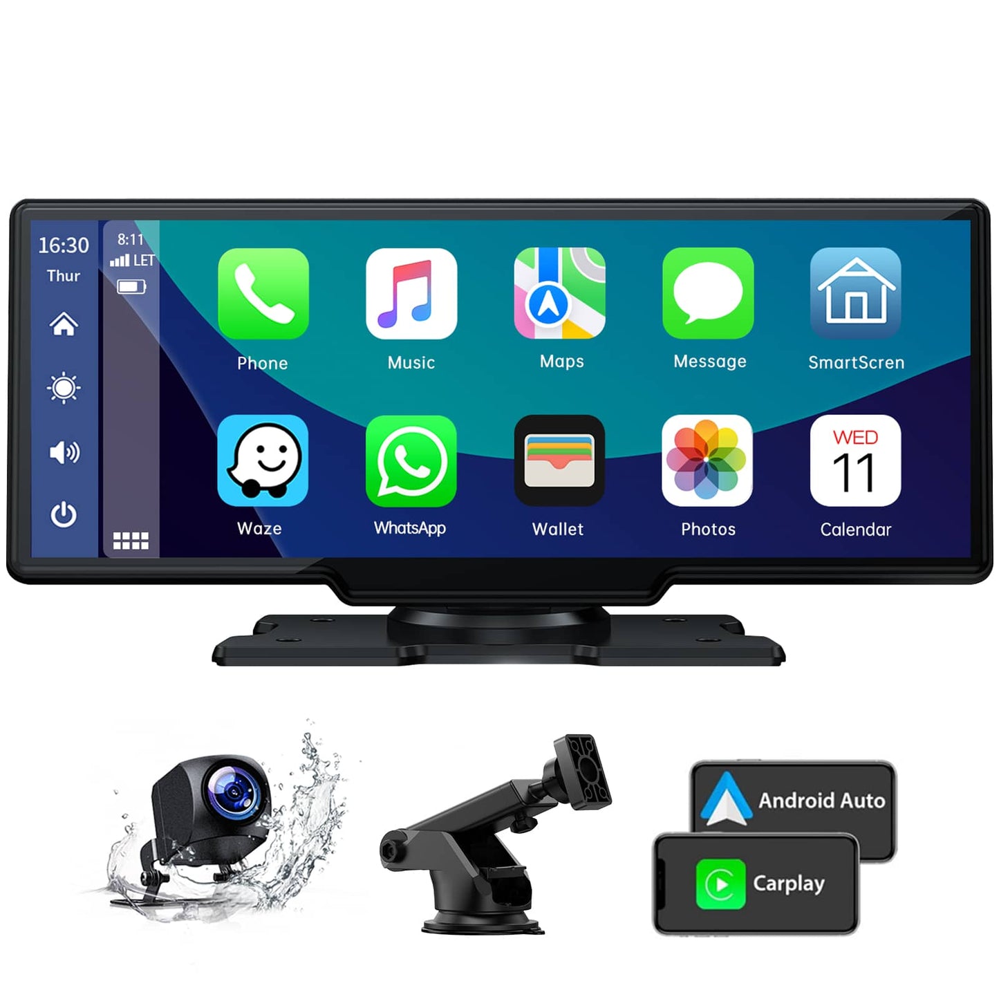 Lamtto RC06 9.26“ Wireless Apple Carplay & Android Auto With Dual Cameras Car Stereo with AUX/FM, Google, Siri